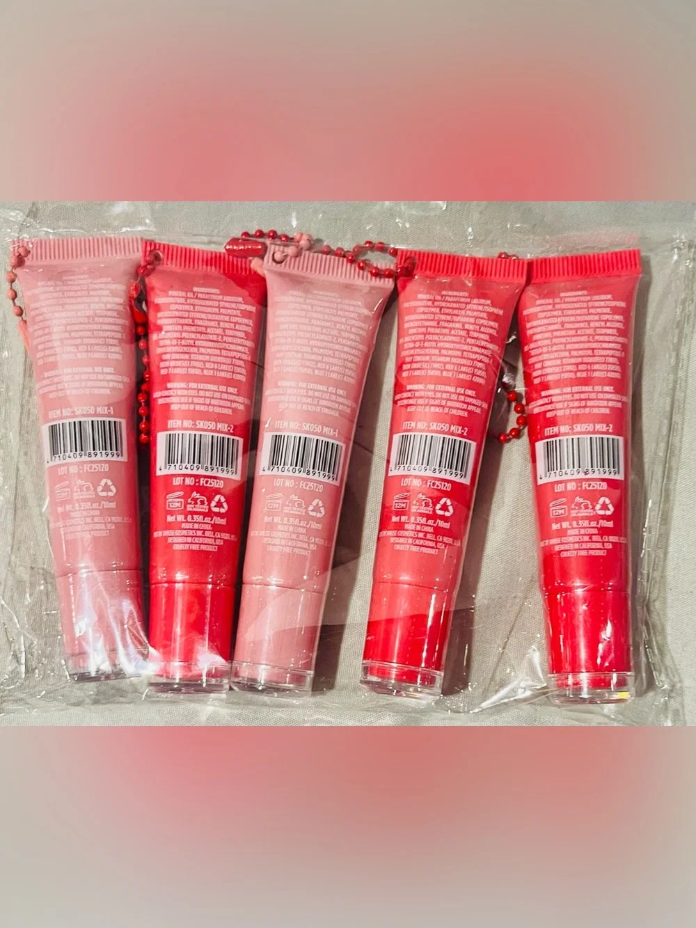5 Pack Amuse PeptiPop Hydrating Lip Treatment Set - Red & Pink